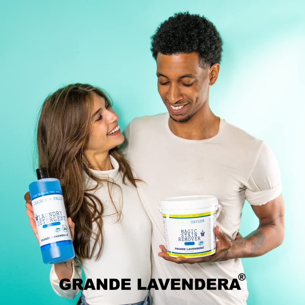 Grande Lavendera® Lemon Scented Oxygen Laundry Booster, Chlorine-Free Stain Remover Powder, Sanitizer for Bright Whites and Fresh Clothes - 4 lb