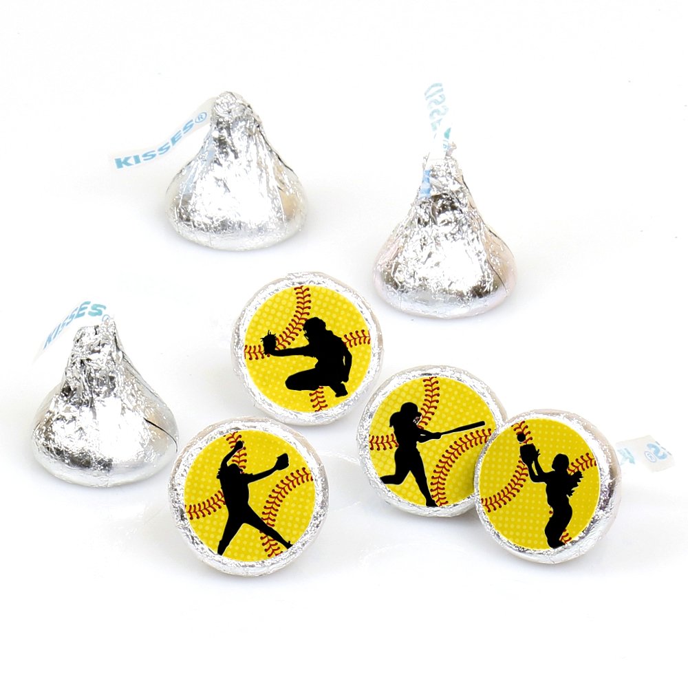Grand Slam - Fastpitch Softball Party Favors - Round Candy Stickers - 108pc