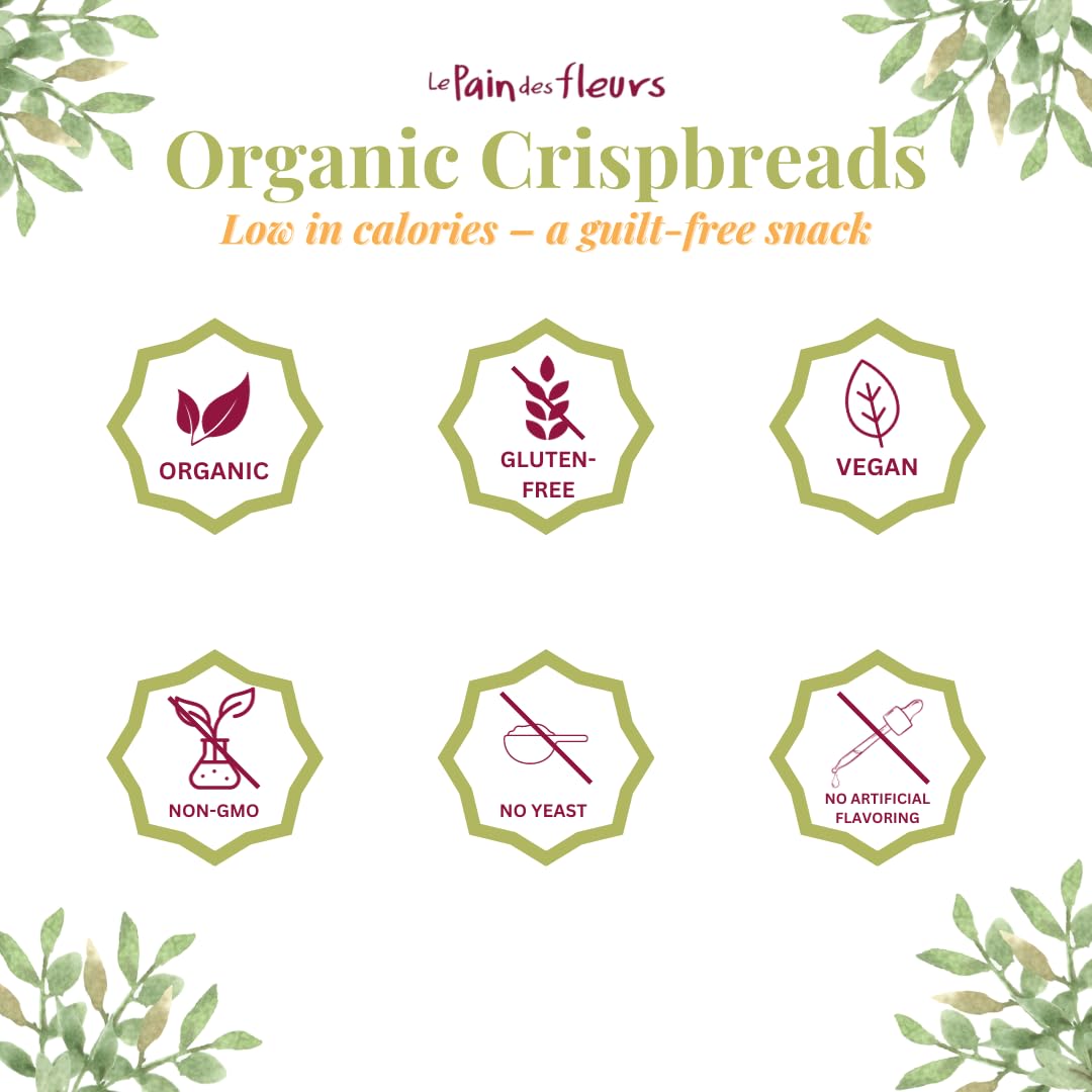 Le Pain des Fleurs Organic Crispbread, Buckwheat | Gluten Free, Kosher, Vegan - 6 Pack (5.3 oz each)
