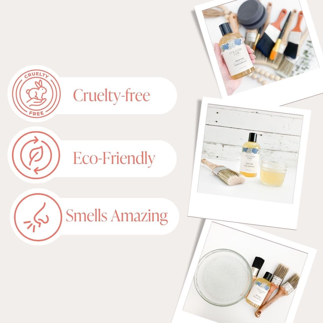 Paint Brush Cleaner - 100% Natural, 75% Organic Soap for Washing Paint Brushes & Conditioning Bristles - Peppermint Scented with Essential Oils - Easy