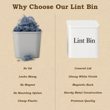MTTRADERS Magnetic Lint Bin for Laundry Room Organization & Storage, Wall-Mounted Dryer Lint Bin Trash Can with Lid, Lint Box Includes Brush, 2 White