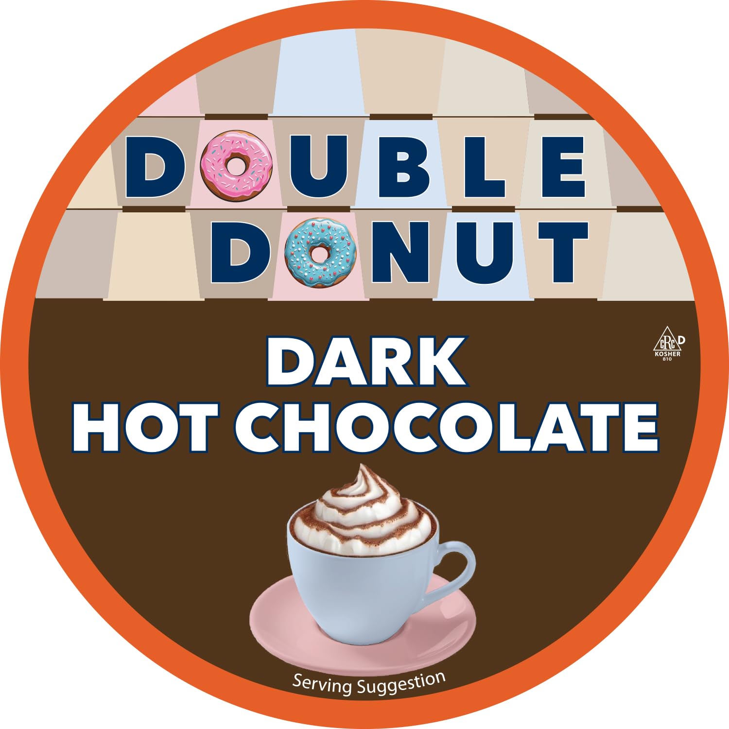 Double Donut Coffee Dark Hot Chocolate Pods for Keurig K Cups Brewers, Single Serve Dark Hot Cocoa Pods, 24 Count