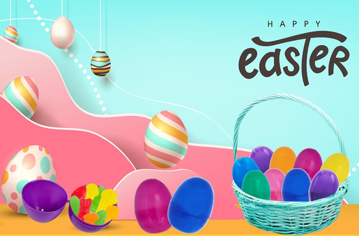 The Dreidel Company 150-Pack Fillable Easter Eggs with Hinge Bulk Colorful Bright Plastic Easter Eggs, Perfect for Easter Egg Hunt, Suprise Egg