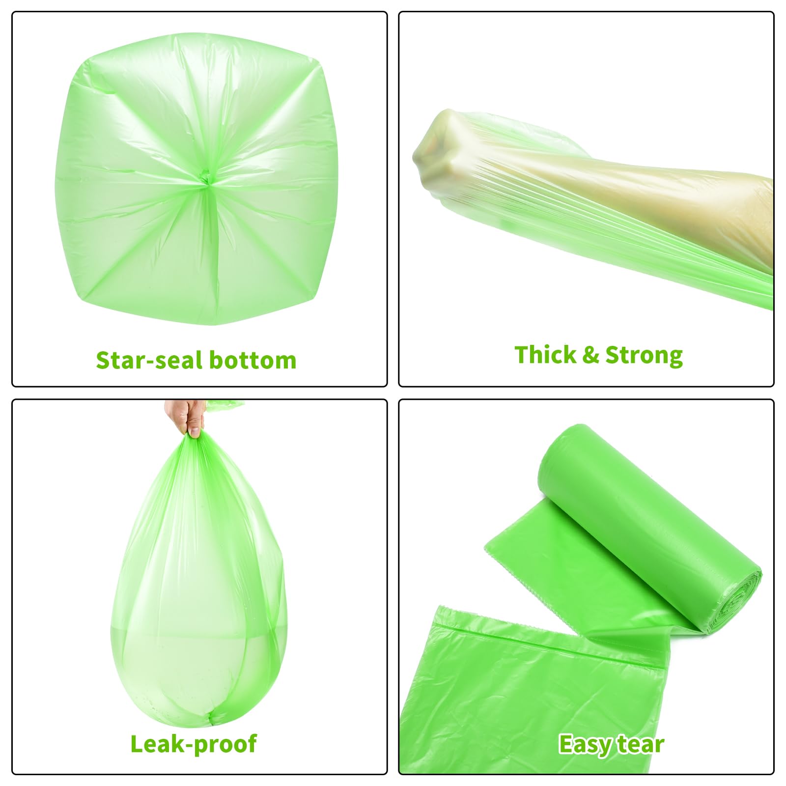 Biodegradable Trash Bags (Thickened), 5 Gallon / 20L | Unscented Strong Multipurpose Garbage Bags for Kitchen, Bathroom, Bedroom & Office, 160 Count |