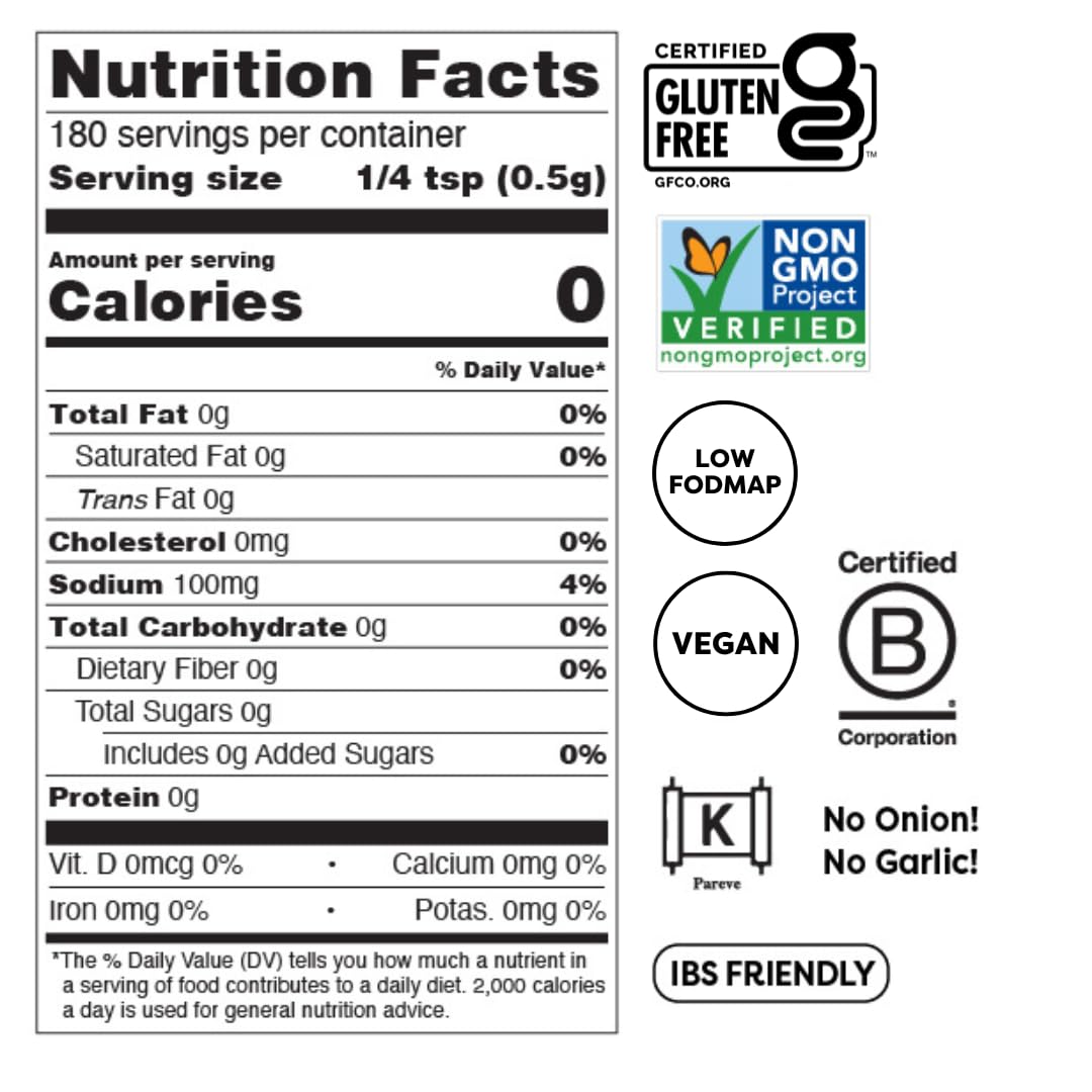 Fody Foods Steak Seasoning, 3.2 Oz, Garlic and Onion Free, Low FODMAP Certified, Gut & IBS Friendly, Vegan, Non-GMO, Gluten Free, Keto Friendly, Great