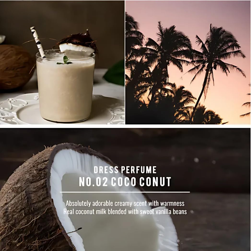 W.Dressroom No.02 Coco.Conut Dress & Living Clear Perfume (2.36 oz) - Fresh Scent for Clothes, Fabrics, Carpets & Rooms, Natural Odor Eliminator