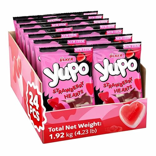 Ceres Gourmet Heart Shaped Gummy Candy 24 Pack (2.82 oz Each), Strawberry Flavored Soft Chewy Gummi Hearts, Bulk Fruity Gummies and Candies