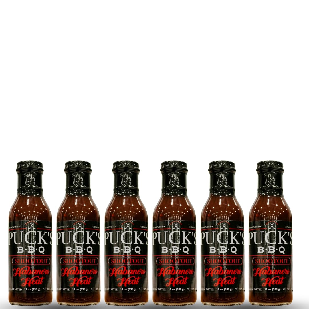 Puck's BBQ Shootout - Habanero Heat Sauce, 12 oz BBQ Sauce (6)