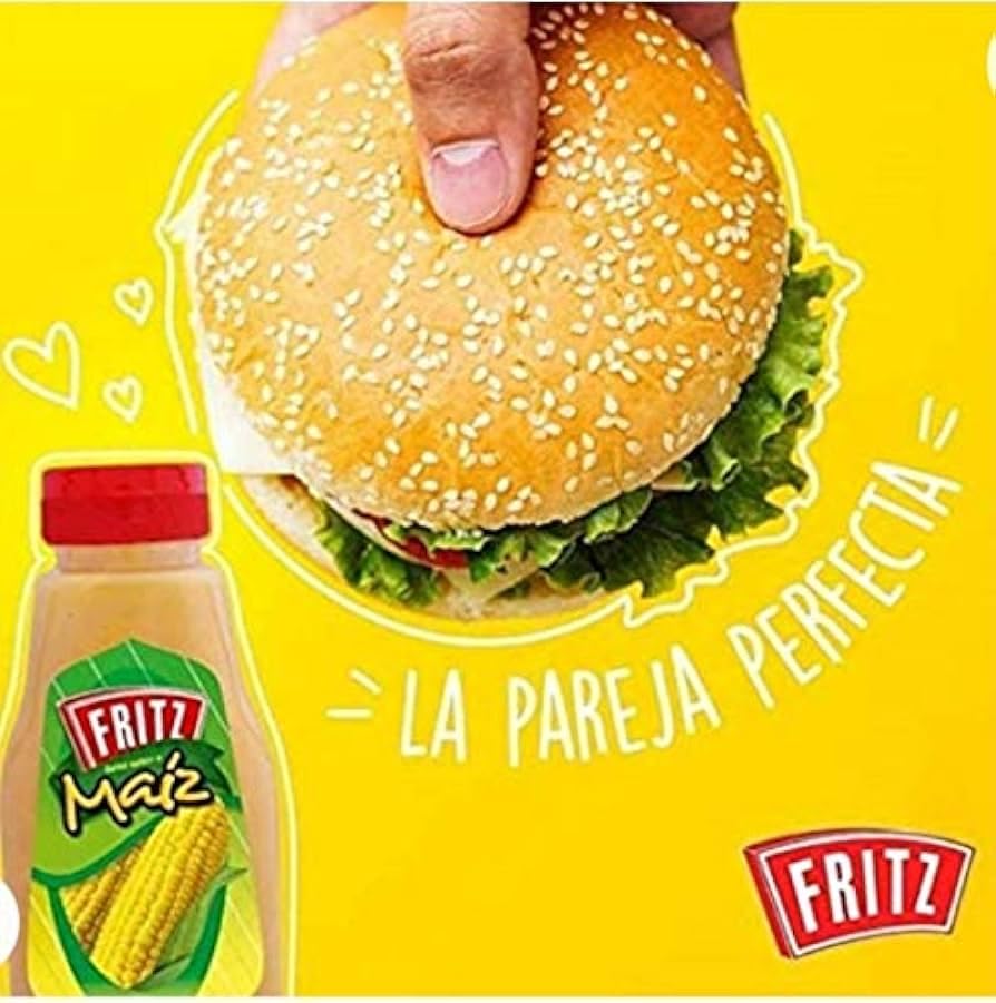 Fritz Sauce Bundled, Ahumadita, Maiz, Cheddar (8.47 Oz each) The Perfect Touch for Your Dishes! Ideal for Flavorful Hot Dogs and Burgers!" Plus