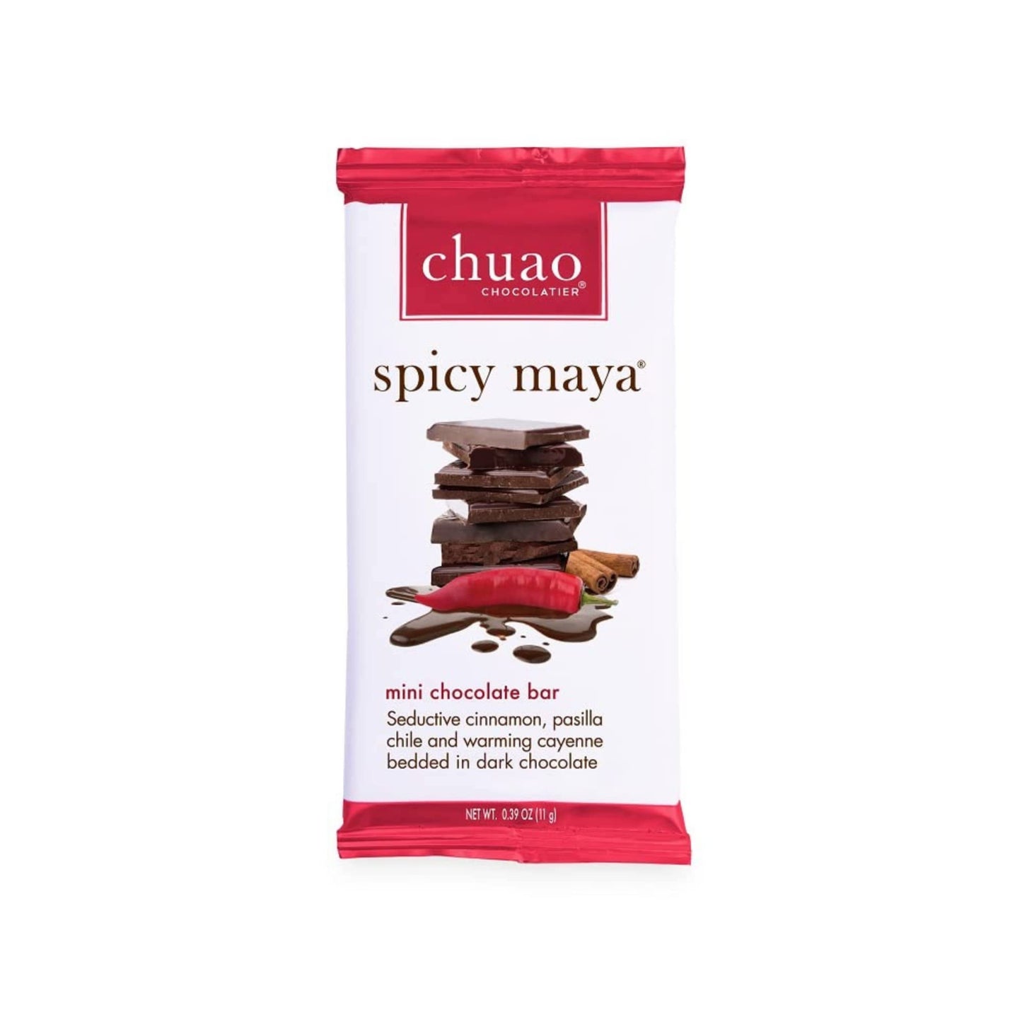 Chuao Chocolatier Spicy Maya Dark Chocolate Bars | Gourmet Cinnamon Cayenne Artisan No Preservatives | 24 Pack (0.39 oz each)