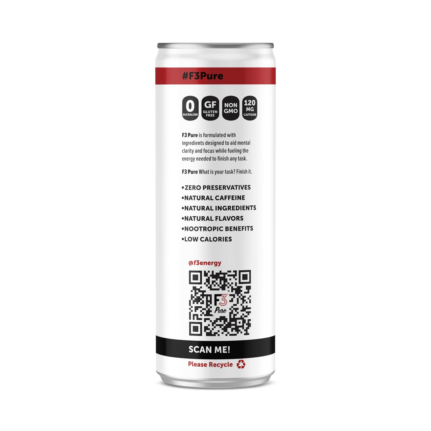 F3 Pure Sparkling Energy Drink Variety Pack, Original, Citrus Clarity, Tropical Theory & Strawberry Lemonade, 120mg Green Tea Caffeine with BCAAs