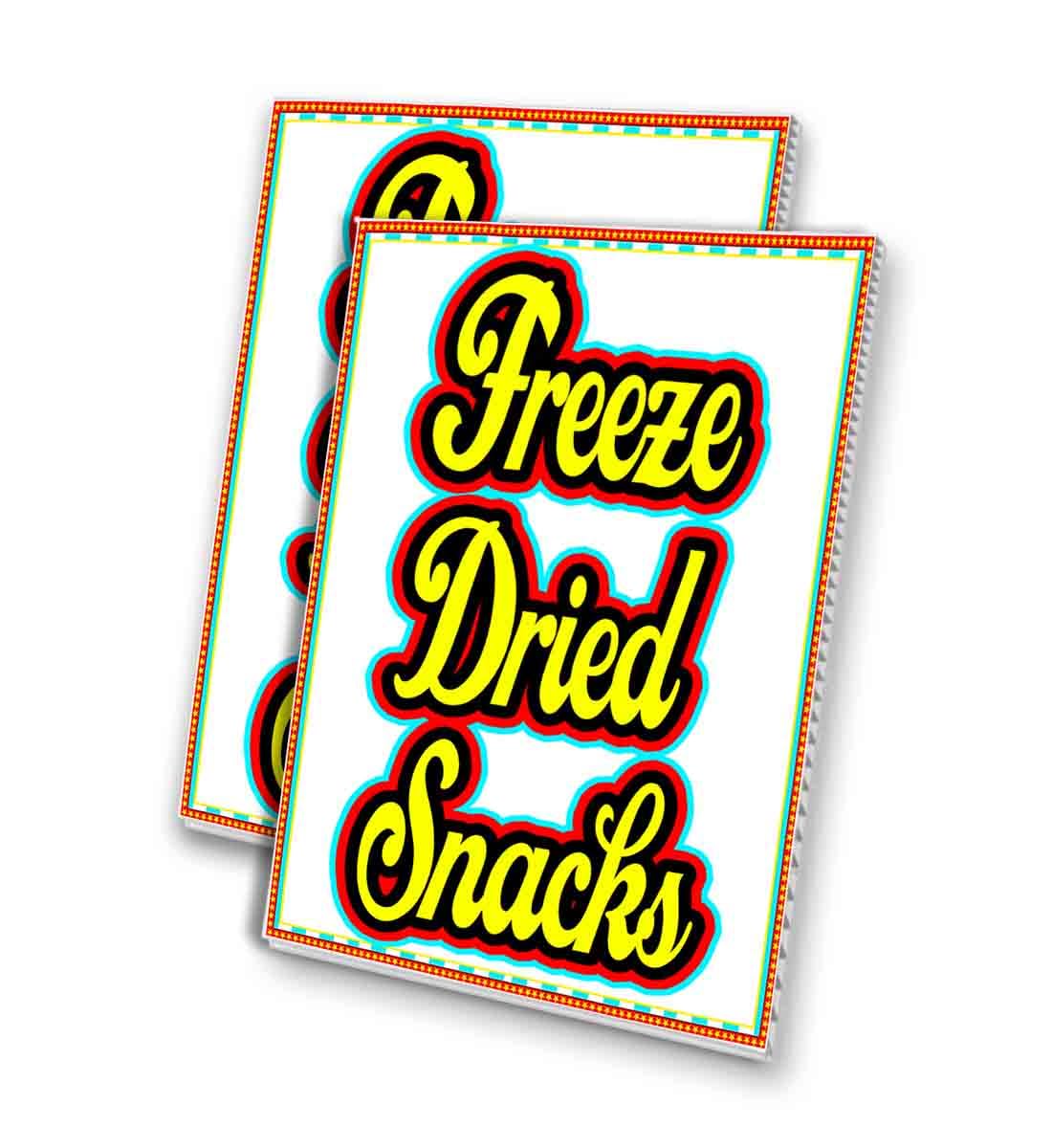 Freeze Dried Snacks (24" X 36") 4mm Corrugated Plastic Panel, Graphics Applied to 1 Side (Pk of 2) | Fair Food, Desserts, Sweets, Treats