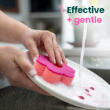 Scotch-Brite Brite Blooms Extra Gentle Scrub Sponge, Dishwasher-Safe Kitchen Sponge for Cleaning Delicate Surfaces, Pink Spring Flower Dish Sponges