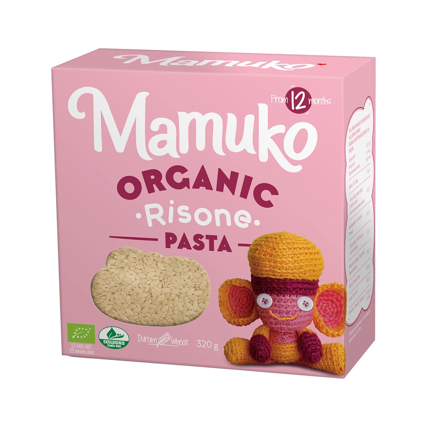 Mamuko Organic The Beginning Pasta 4-Pack Variety Mix (Ditalini, Stelline, Risone, Capellini) Quick-Cook Pasta for Babies Young Children - Protein