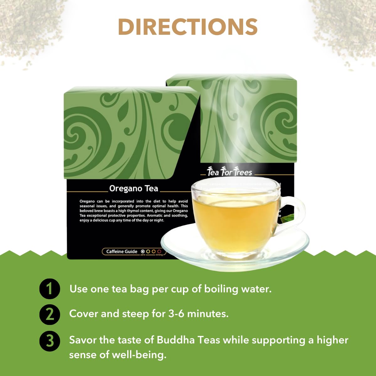 Buddha Teas - Organic Oregano Tea - Herbal Tea - For Health & Wellbeing - With Antioxidants & Minerals - Clean Ingredients - Caffeine Free - OU Kosher