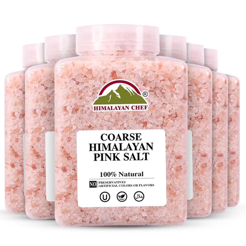 Himalayan Chef Pink Salt Coarse Grain, Plastic Jar 5 Lbs, Food Graded with Rich 84 Minerals, Pure 100% Natural Gourmet Pink Salt - Kosher Certified