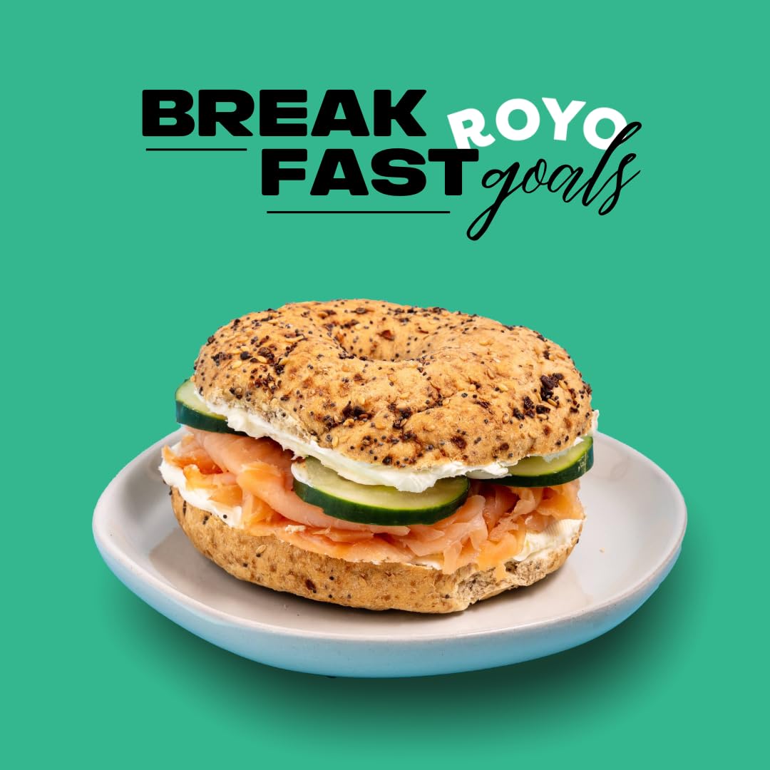 ROYO Classic Bagels, 70-80 Calories, 5-6G Net Carbs,10G Protein (Starter Pack 4 Variations- 1 Artisan bread, 1 Cinnamon, 1 Plain, and 1 Everything