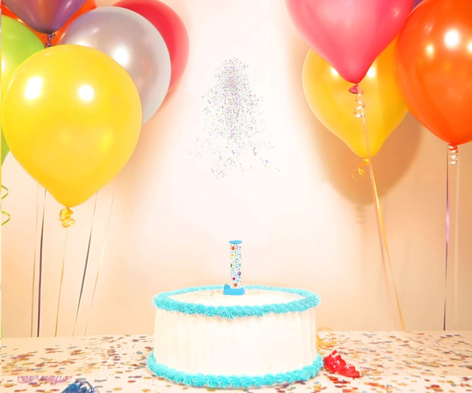 BEST PARTY EVER! Confetti Candle Cake Topper, Shower Cakes in Edible Sprinkles, Fun Way to Celebrate Birthdays, Parties and More, 2-Pack, Pink