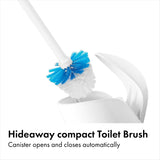 OXO Good Grips Compact Toilet Brush & Canister, Toilet Bowl Brush and Holder with Automatic Canister Door, Bathroom and Small Spaces Cleaning Supplies