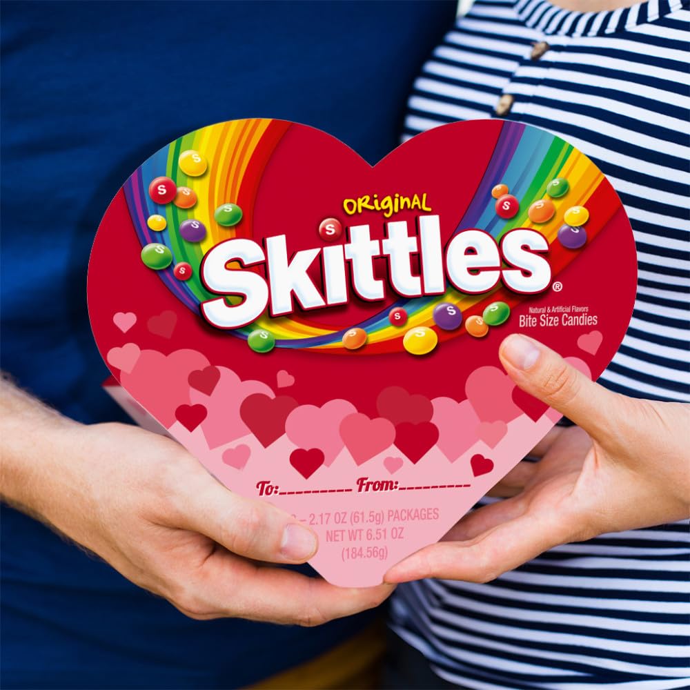 SKITTLES Original Valentine's Day Chewy Candy Heart Box, Valentines Day Gift, 6.51 oz