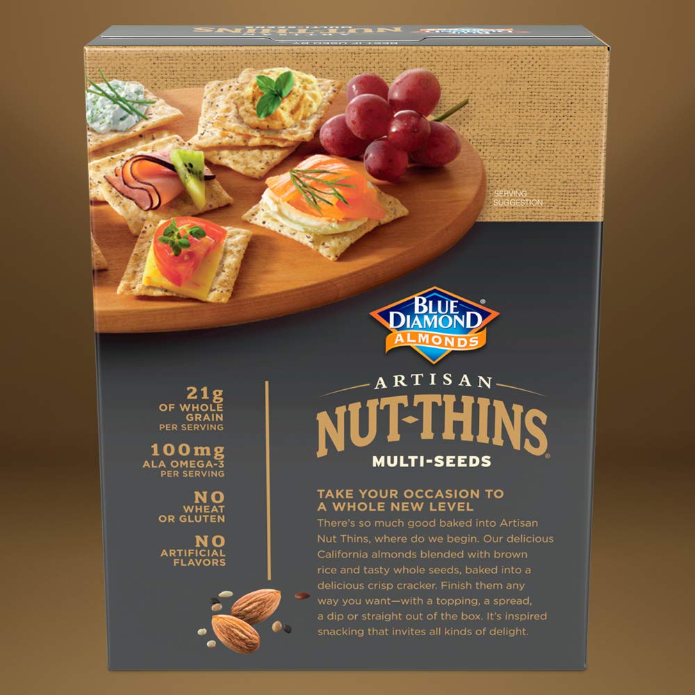 Blue Diamond Almonds Artisan Nut Thins Cracker Crisps, Multi-Seeds, 4.25 Ounce (Pack of 12)