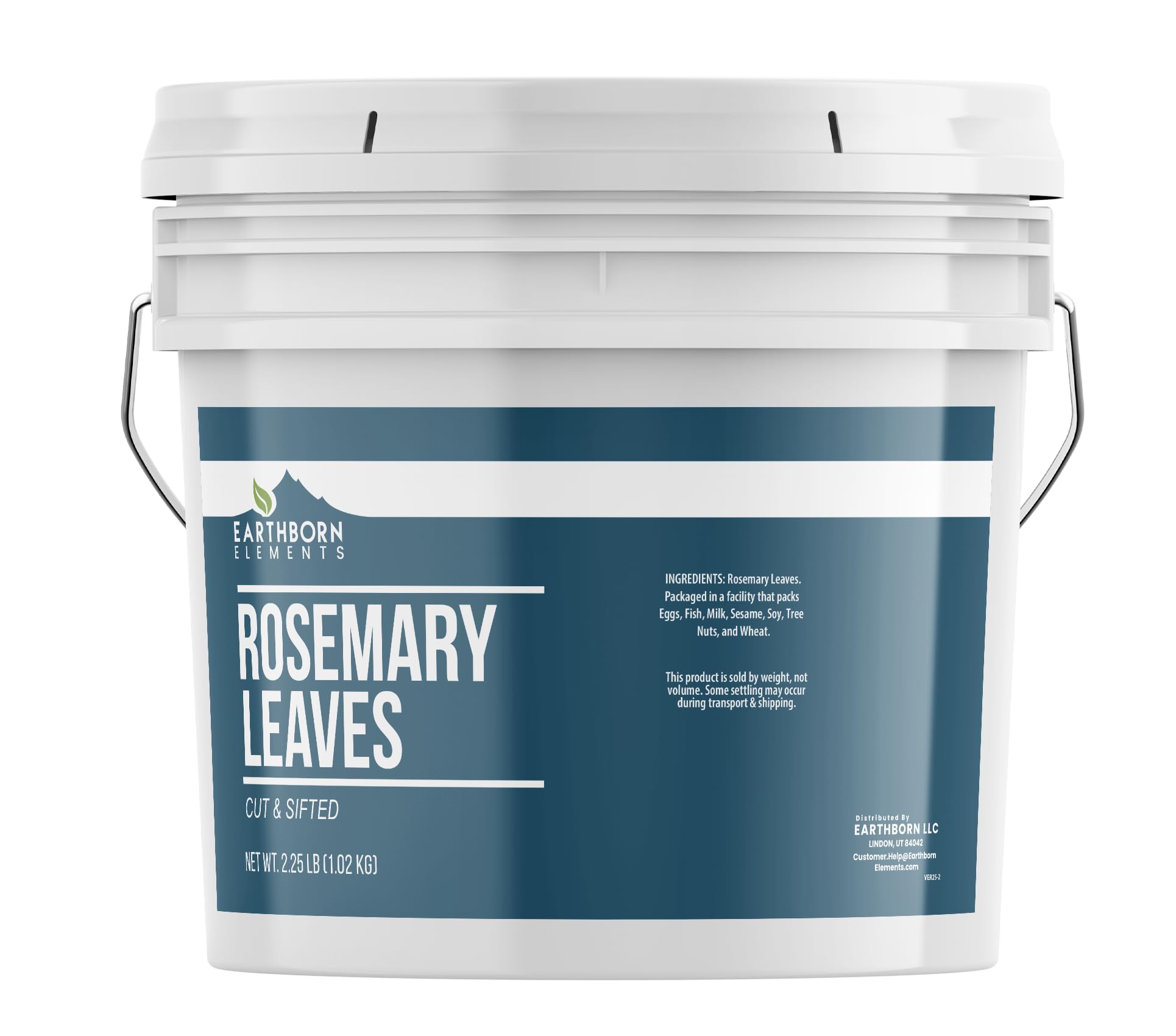 Earthborn Elements Rosemary Leaves 1 Gallon Bucket, Cut & Sifted, Versatile Herb (2.25 Pound)