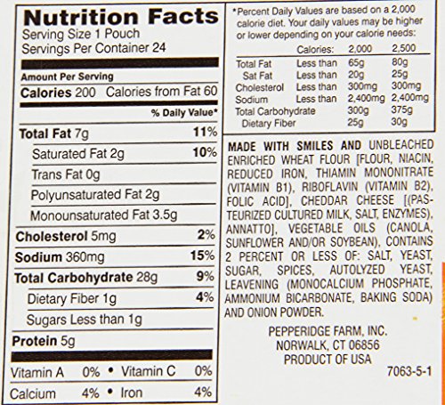 Pepperidge Farm Goldfish, Cheddar, 1.5 Ounce Bags (Pack of 24)