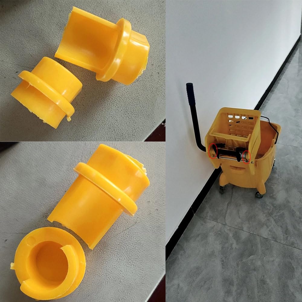 NentMent Commercial Mop Bucket Wringer Mount Bracket End Plugs Left and Right Set Yellow Plastic Stopper Repair Parts for Side Press Wringer Combo