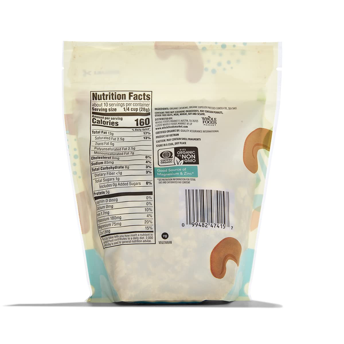 365 by Whole Foods Market, Organic Roasted & Salted Cashews, 10 Ounce