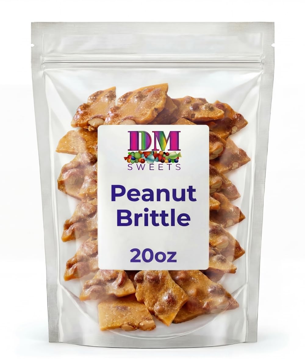 Peanut Brittle - 20 oz Fresh Crunchy Candy Made with Roasted Peanuts and Caramelized Sugar for Gifts, Parties, Dessert Tables, Offices, and Snack