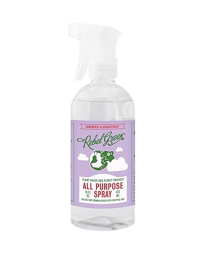 Rebel Green Natural All-Purpose Cleaning Spray - Derived Multi-Surface Cleaner with Essential Oils for Kitchen, Bath, Countertops and More - Lavender