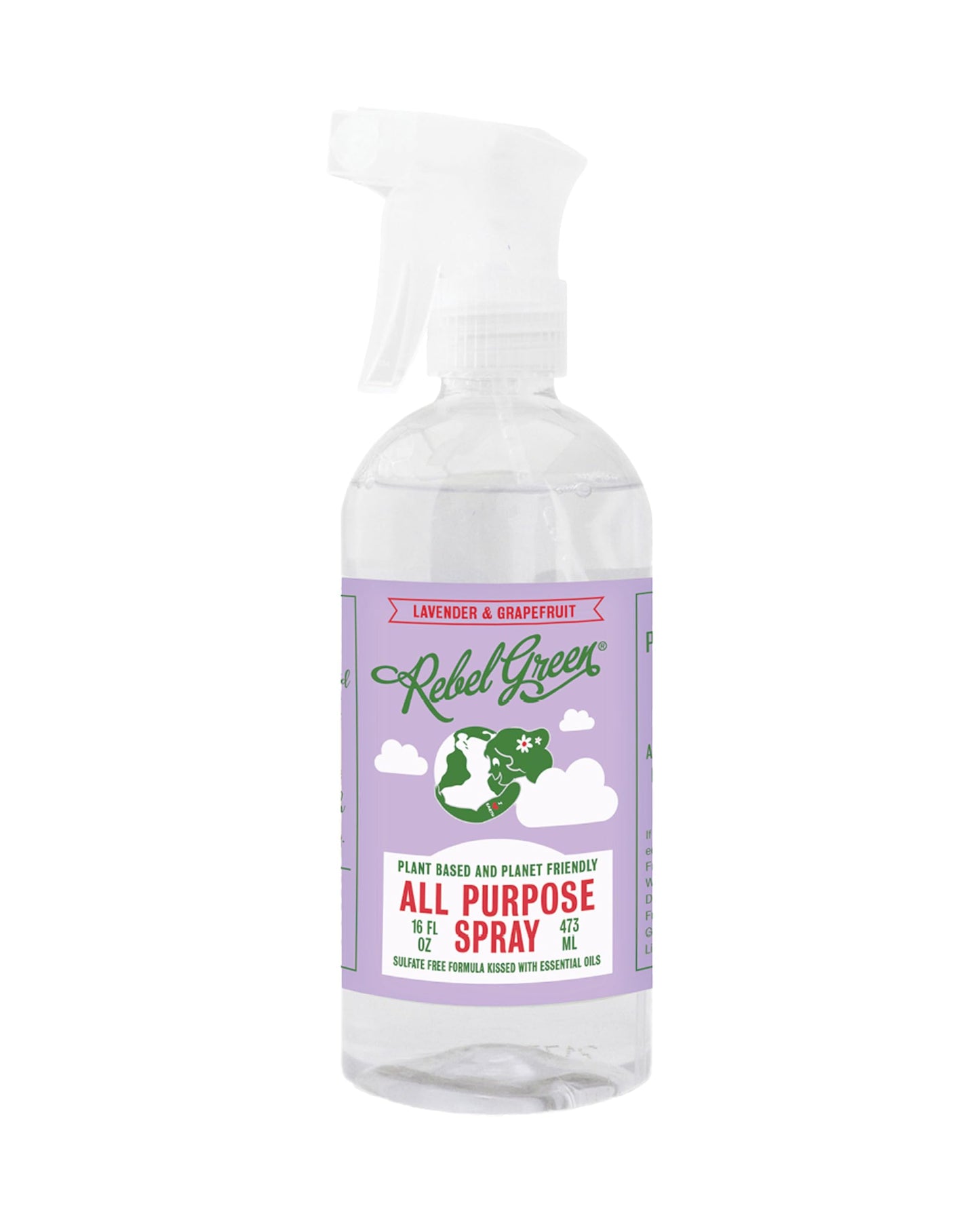 Rebel Green Natural All-Purpose Cleaning Spray - Derived Multi-Surface Cleaner with Essential Oils for Kitchen, Bath, Countertops and More - Lavender