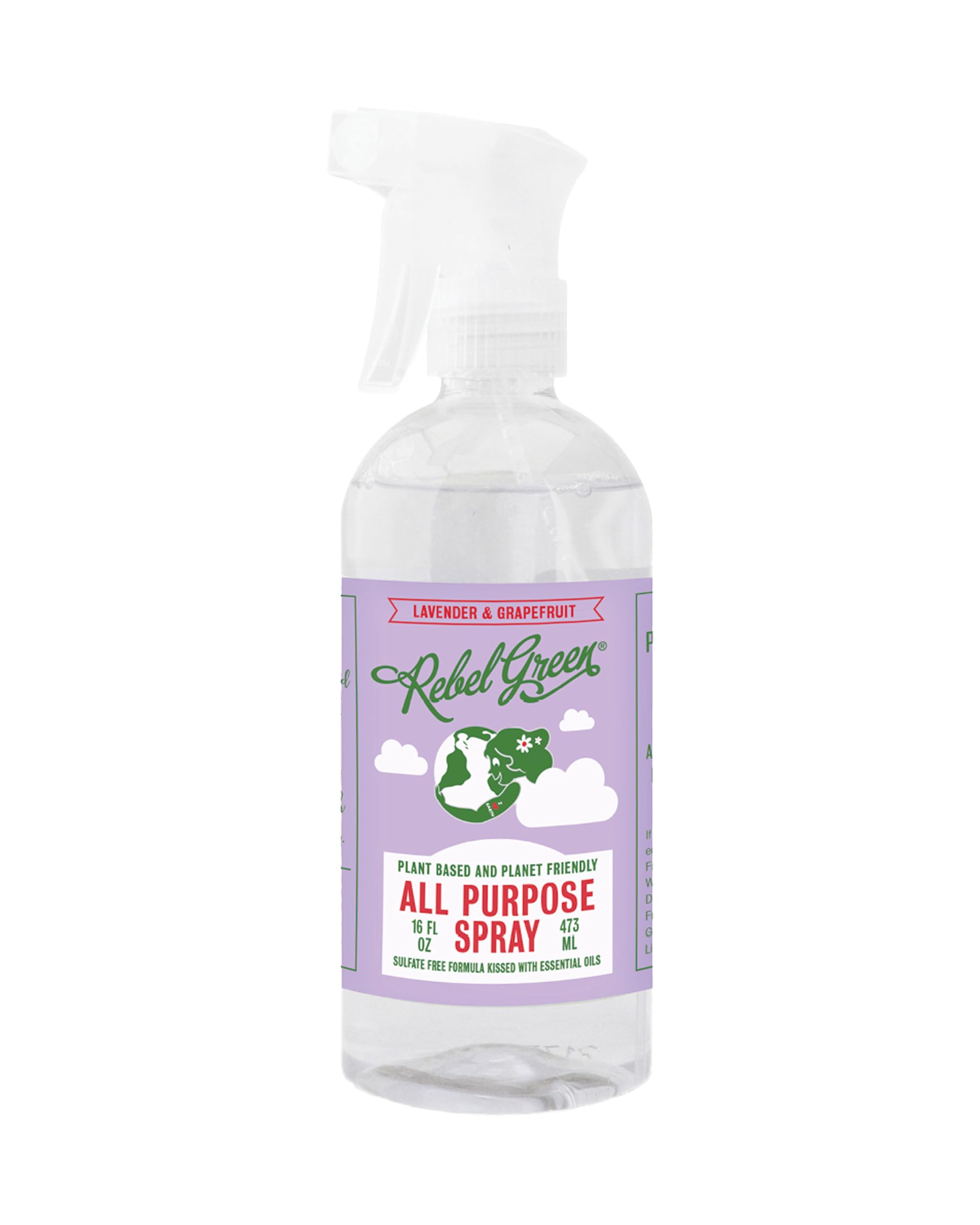 Rebel Green Natural All-Purpose Cleaning Spray - Derived Multi-Surface Cleaner with Essential Oils for Kitchen, Bath, Countertops and More - Lavender