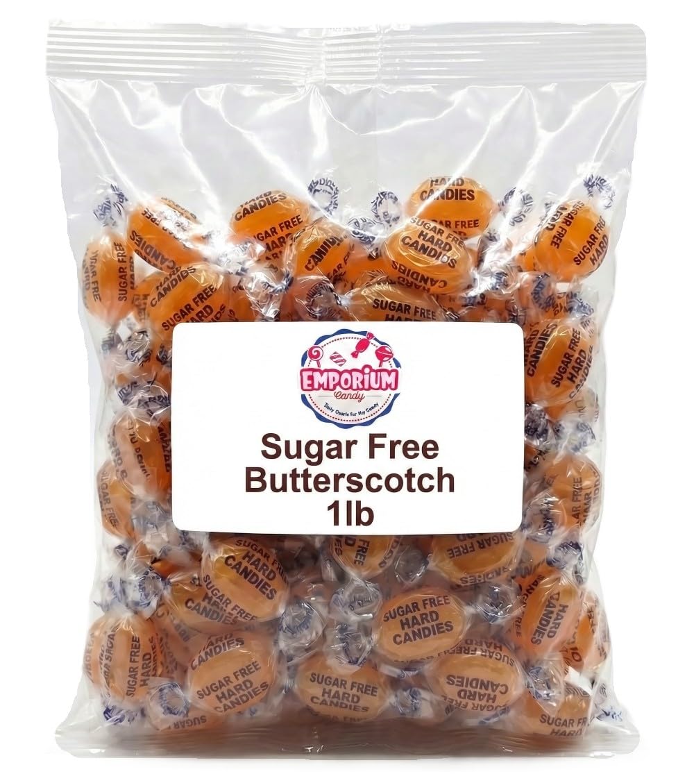Sugar Free Butterscotch Hard Candy Buttons - 1 lb of Fresh Delicious Individually Wrapped Candy