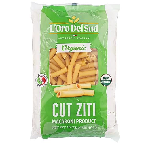 Organic Ziti Pasta, 4 pack, 100% Durum Wheat, Italian Pasta, Bow-Tie Pasta, Premium Quality Product of Italy 16 Ounce (4 Pack) by L'Oro del Sud.