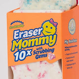 Scrub Daddy Eraser Mommy 10x with Scrubbing Gems Erase, flip, Wipe! A Gentle Wipe with The Water Activated Sponge Eraser (2 Pack)