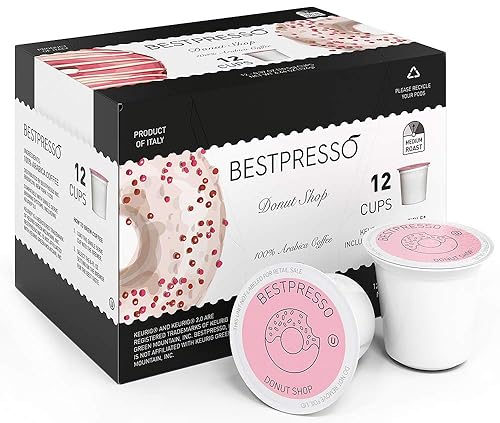 Bestpresso Coffee, Donut Shop Medium Roast Single Serve K-Cup Pods, 96 Count (Compatible With 2.0 Keurig Brewers) 8 Packs Of 12 Cups