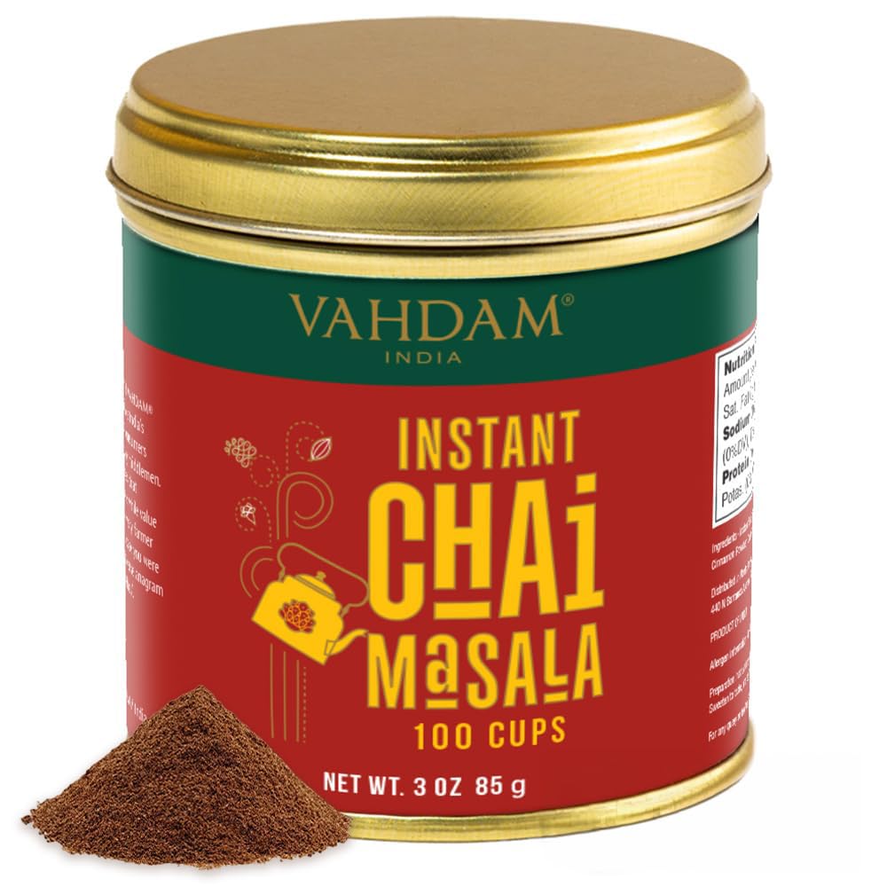 VAHDAM Instant Chai Tea (3oz/85g) - Traditional Masala Chai | Makes 100 Cups | Natural Spices, Zero Calories | Instant Indian Tea - No Steeping |