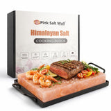 Premium Himalayan Pink Salt Block 12x8x2 inches with Metal Tray, Cooking Slab for Cooking, Serving, Cutting and BBQ By Pink Salt Wall