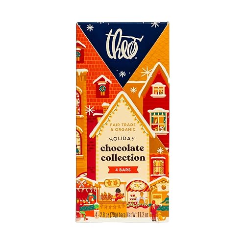 Theo Chocolate Holiday 4-Pack Organic Chocolate Bar Variety Gift Pack