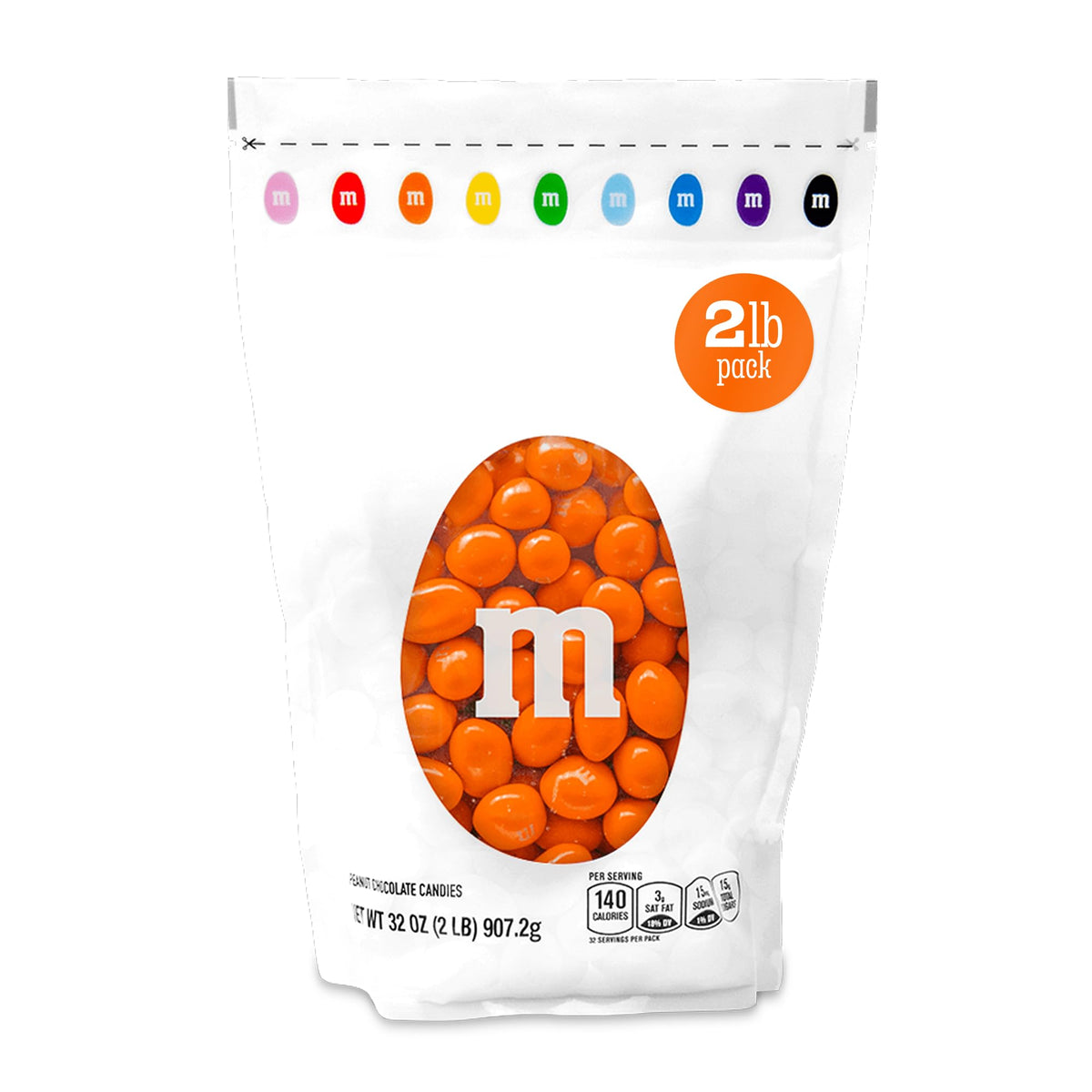 M&M'S Orange Peanut Chocolate Candy, 2 lb Bulk Resealable Bag