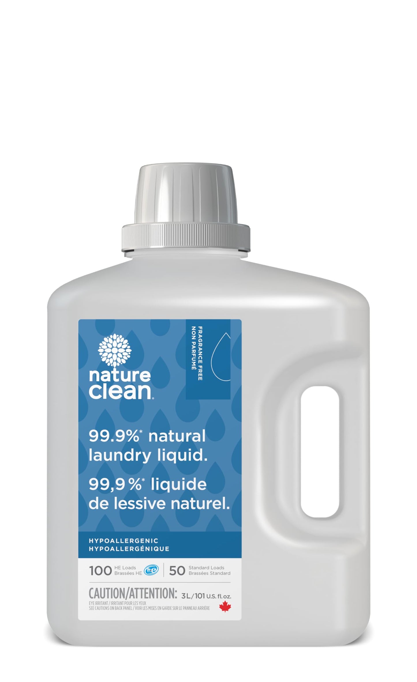 Natural Laundry Detergent Liquid Fragrance Free for Sensitive Skin by Nature Clean 101 oz / 3L. Non-Toxic Organic Hypoallergenic & Biodegradable