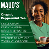 Maud's Organic Peppermint Tea Pods, 100 ct, Single Serve Pods - 100% Gourmet Blended Tea Leaves, Compatible with Keurig K Cups Maker