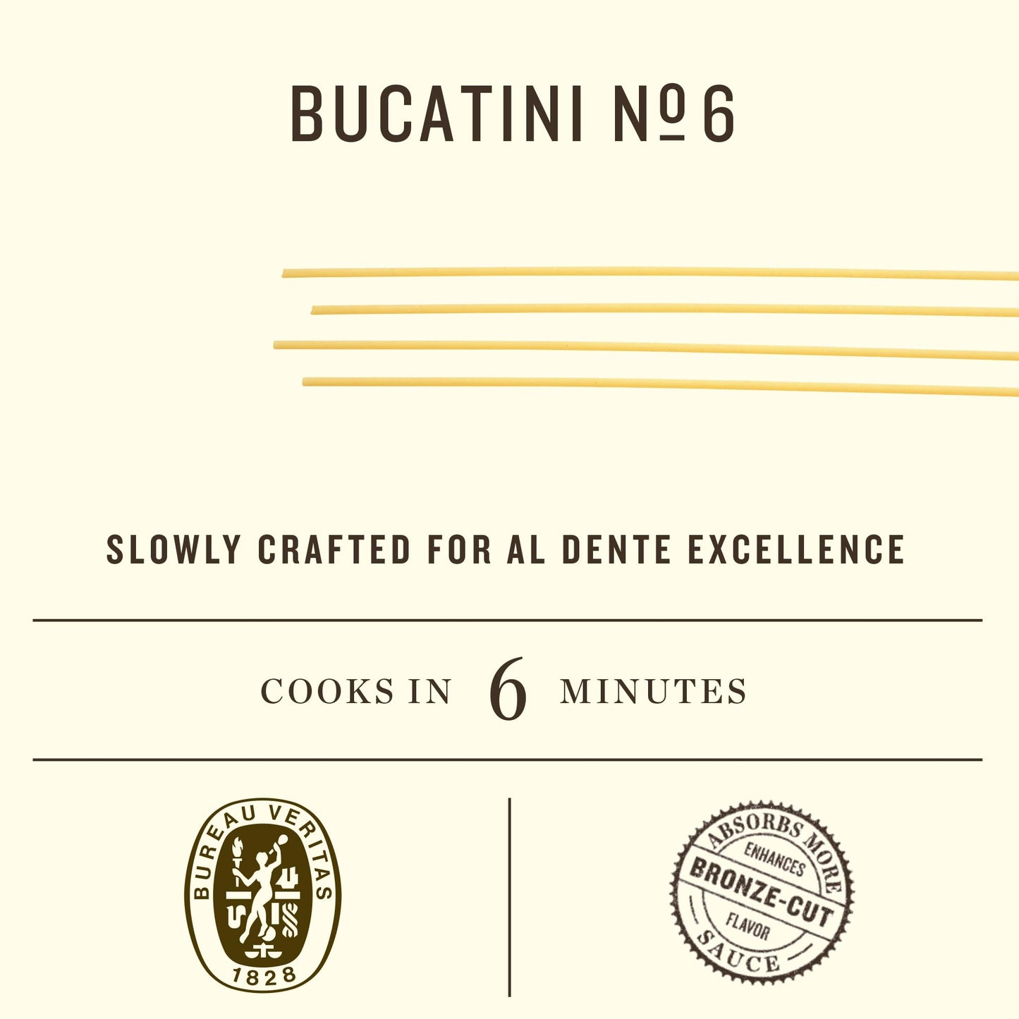 Rummo Bucatini Pasta N.6 - Bucatini Pasta Noodles, Dry Pasta, Durum Wheat Semolina Pasta, Bronze Cut, Imported from Italy - 16 Ounce (Pack of 1)