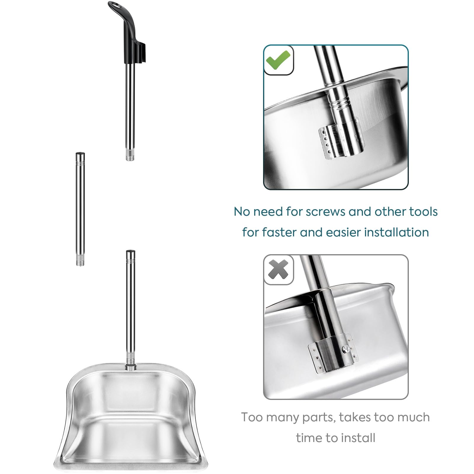 Yangbaga Dust Pans with Long Handle - 35”Heavy Duty Metal Upright Stand Up Dustpan - Long Handled Stand Up Dustpans - Best Dustpans