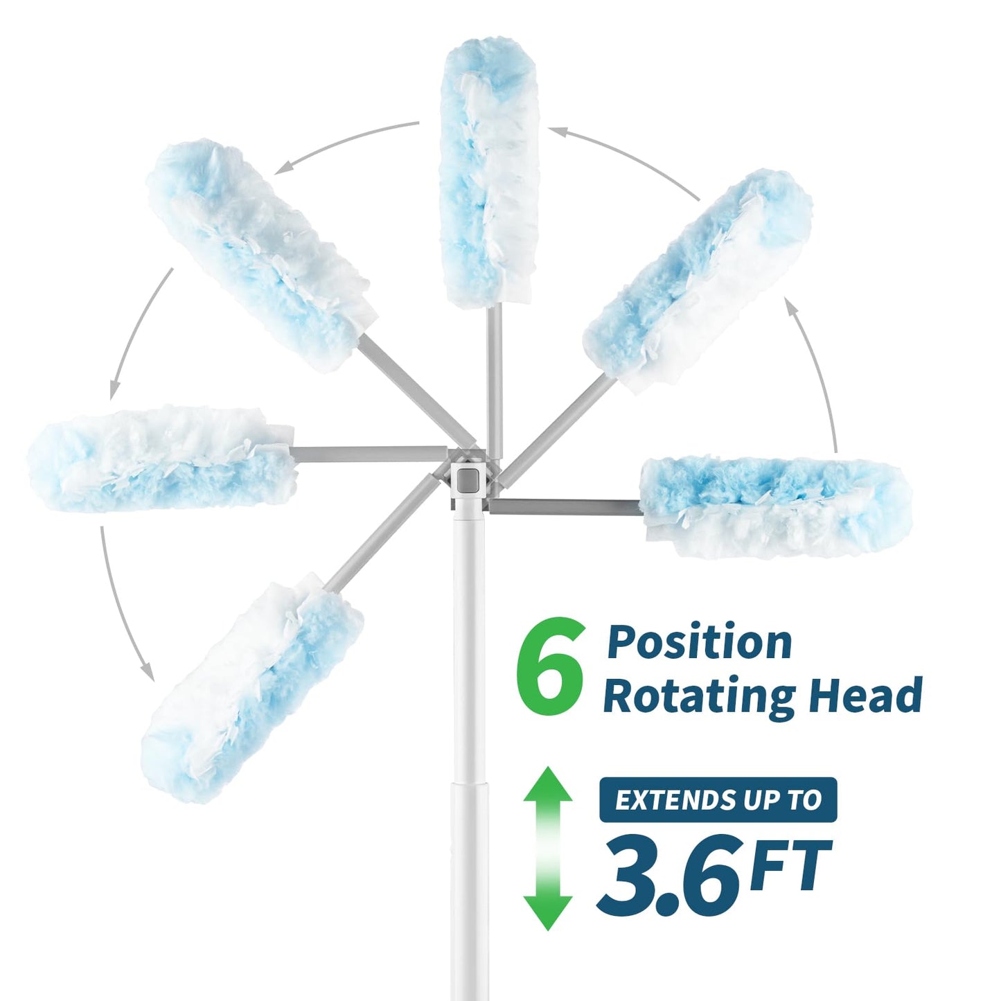 oshang 12 Pack Disposable Heavy Duty Duster Refills - 43" Extendable Handle, Compatible with Swiffer - Dusters for Cleaning Ceiling Fans, Blinds