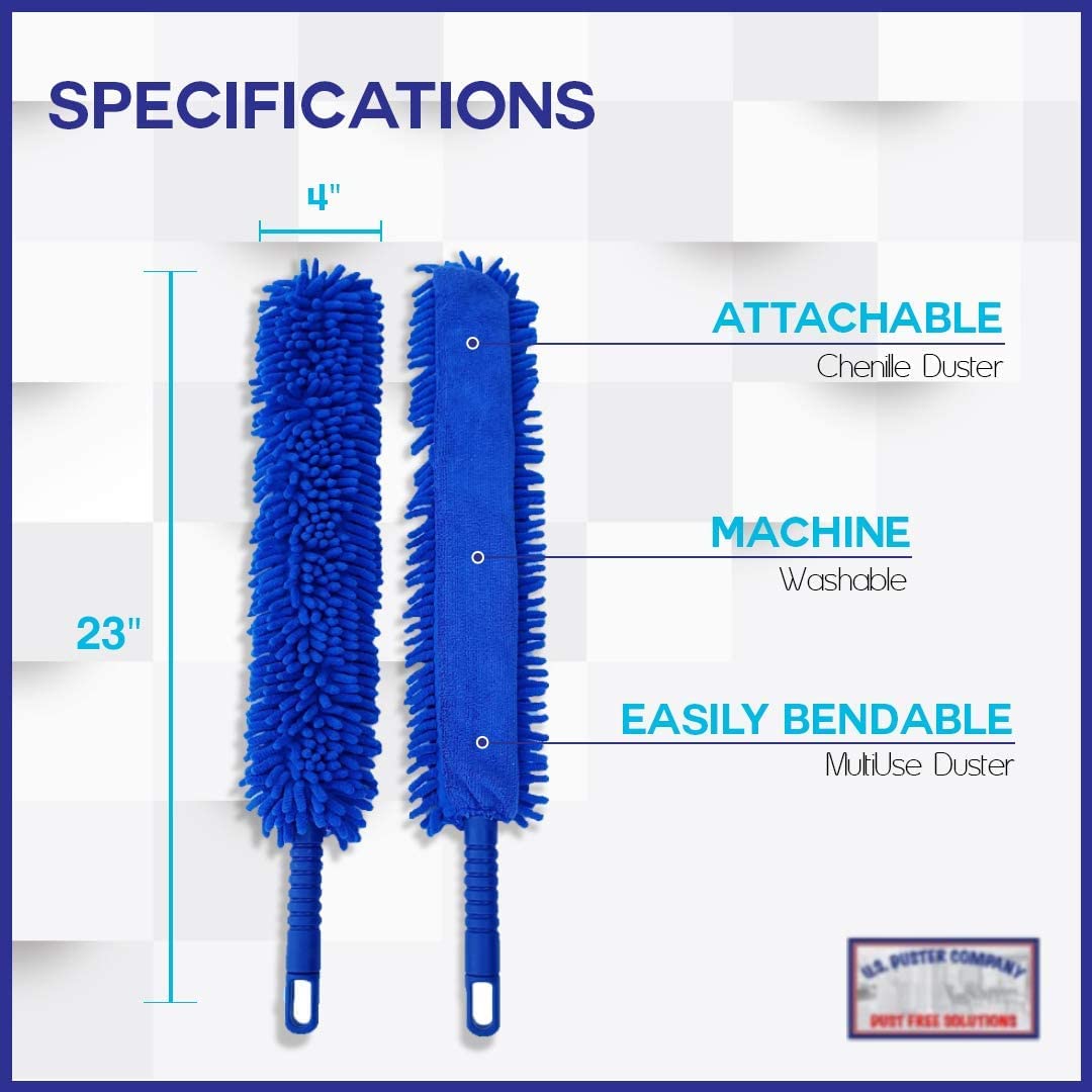Spider Web Brush with Pole | Chenille Extension Duster, Aluminum Extension Rod | Extend 18-20 feet Cleaning High Ceilings, Cathedral Ceilings, Ceiling
