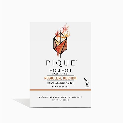 Pique Holi Hoji - Hojicha Roasted Matcha Green Tea Powder, Supports Digestion, Metabolism, Calm Energy, and Healthy Immunity - 28 Single Serve Sticks