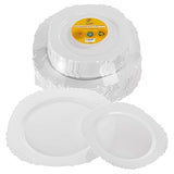 Zlion 60 Piece White Disposable Plate Set - Elegant Plastic Dinnerware for Parties, Weddings, Birthdays & Baby Showers - Includes 30X 10.25 inch Main