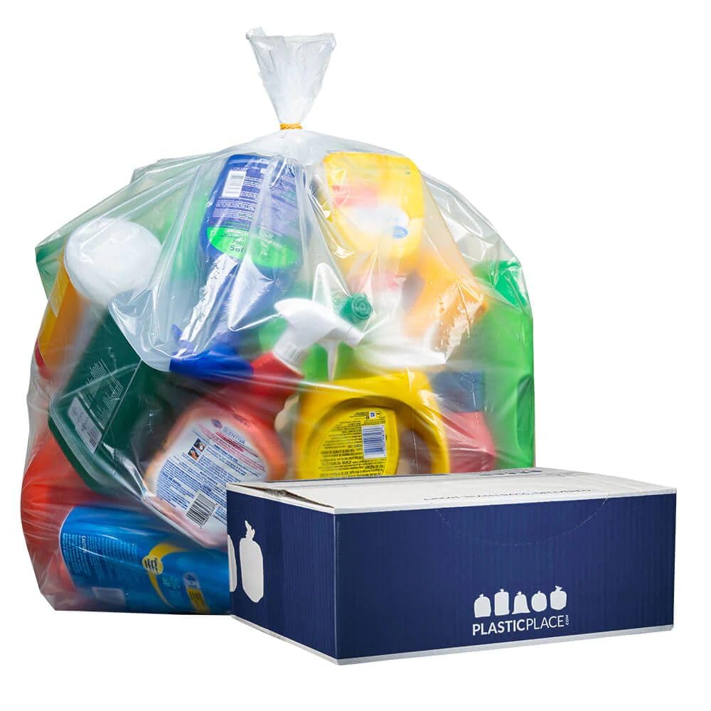 Plasticplace 40-45 Gallon Trash Bags ? 2.0 Mil ? Clear Extra Heavy Garbage Can Liners ? 40" x 46" (50 Count)